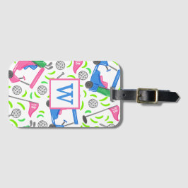 Persoonlijke Golfkar Monogram / Roze & Blauwe Golf Bagagelabel