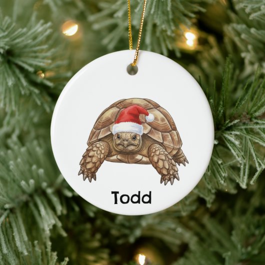 Persoonlijke Gopher-schildpad met Kerstmanhoed Keramisch Ornament (Boom)