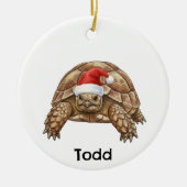Persoonlijke Gopher-schildpad met Kerstmanhoed Keramisch Ornament (Voorkant)