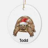 Persoonlijke Gopher-schildpad met Kerstmanhoed Keramisch Ornament (Links)