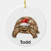 Persoonlijke Gopher-schildpad met Kerstmanhoed Keramisch Ornament (Achterkant)