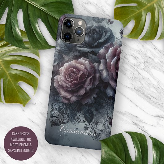 Persoonlijke Gotische Chic Roos Florale Victoriaan Case-Mate iPhone Case
