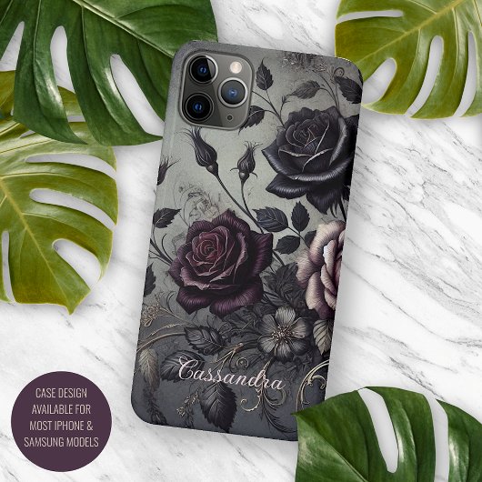 Persoonlijke Gotische Donkere Roos Florale Victori Case-Mate iPhone Case