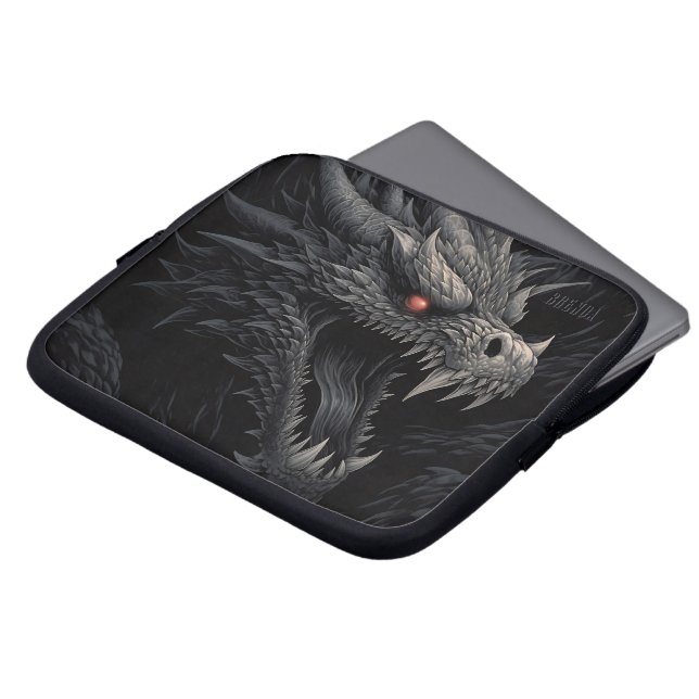 Persoonlijke Gotische Drakenkop Laptop Sleeve (Voorkant top)