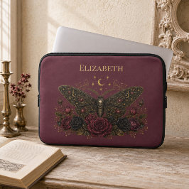 Persoonlijke Gotische Mot Burgundy Rozen Laptop Sleeve