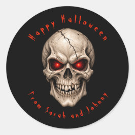 Persoonlijke gotische schedel Gelukkig Halloween Ronde Sticker