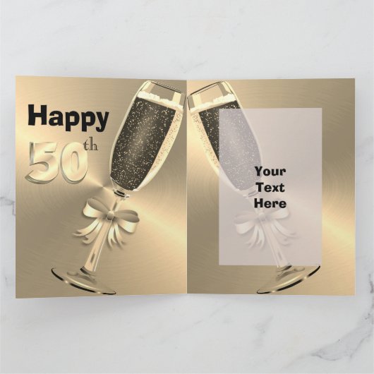 Persoonlijke gouden 50ste verjaardagkaart voor hem kaart (Binnen)