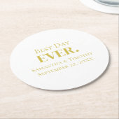 Persoonlijke Gouden Beste Dag Ooit Trouw  Ronde Kartonnen Onderzetter (Gebogen)