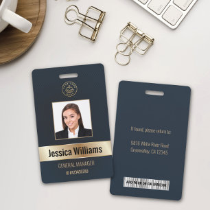 Persoonlijke gouden blauwe ID-kaart voor bedrijfsm Badge