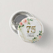 Persoonlijke Gouden & Bloem 75e Aangepaste Ronde Button 3,2 Cm (Voorkant /achterkant)