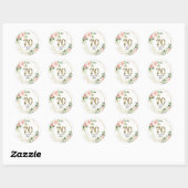 Persoonlijke Gouden & Bloemige Aangepaste 70ste Ronde Sticker (Vel)