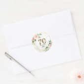 Persoonlijke Gouden & Bloemige Aangepaste 70ste Ronde Sticker (Envelop)