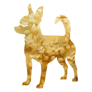 Persoonlijke Gouden Bloemige Chihuahua Retouradres Etiket