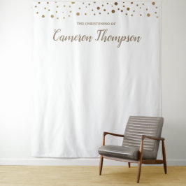 Persoonlijke gouden confetti doop achtergrond wandkleed