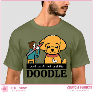 Persoonlijke Gouden Doodle-hond Kunstenaar Heren T-shirt
