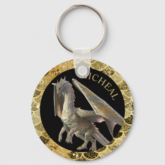 Persoonlijke Gouden Draak Sleutelhanger (Voorkant)