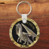 Persoonlijke Gouden Draak Sleutelhanger (Voorkant)