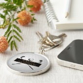 Persoonlijke gouden en zwarte golfbal Classic Sleutelhanger (Zijkant)