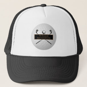 Persoonlijke gouden en zwarte golfbal klassieker trucker pet