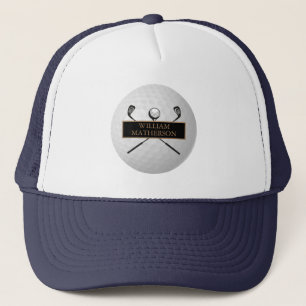Persoonlijke gouden en zwarte golfbal  trucker pet