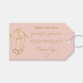 Persoonlijke gouden folie witte roze cadeaublaadje cadeaulabel
