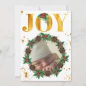 Persoonlijke gouden foto van baby's eerste kerst aankondiging (Voorkant)