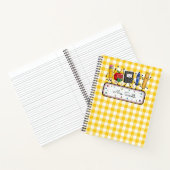 Persoonlijke Gouden Gingham Leraar Notitieboek (Binnen)