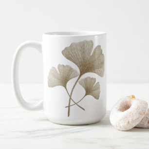 Persoonlijke Gouden Ginkgo-blad Aangepaste Naam Koffiemok