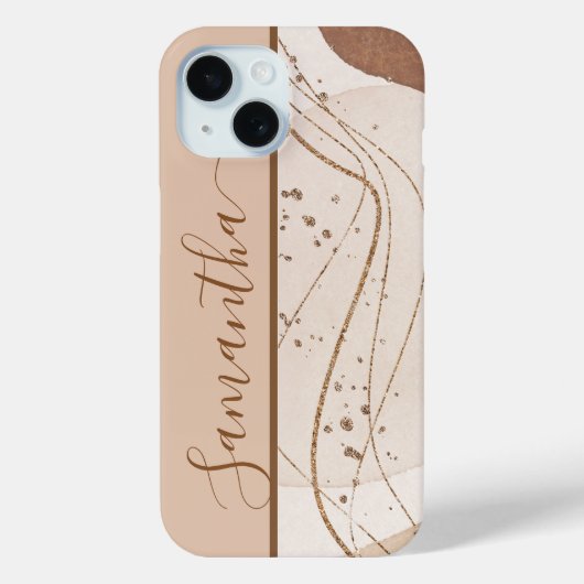 Persoonlijke Gouden Glitter Abstracte Case-Mate iPhone Case (Achterkant)