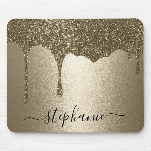 Persoonlijke Gouden Glitter Drip Muismat (Voorkant)
