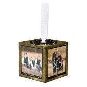Persoonlijke Gouden Glitter Kerst Foto Decoratie (Voorkant hoekig)