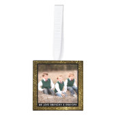 Persoonlijke Gouden Glitter Kerst Foto Decoratie (Voorkant)