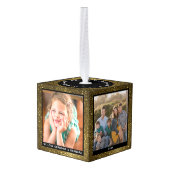 Persoonlijke Gouden Glitter Kerst Foto Decoratie (Achter hoekig)