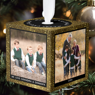 Persoonlijke Gouden Glitter Kerst Foto Decoratie