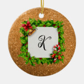 Persoonlijke Gouden Glitter Kerstmis Keramisch Ornament (Voorkant)