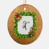 Persoonlijke Gouden Glitter Kerstmis Keramisch Ornament (Links)