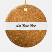 Persoonlijke Gouden Glitter Kerstmis Keramisch Ornament (Achterkant)