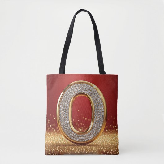 Persoonlijke Gouden Glitter Letter O Monogram Init Tote Bag (Voorkant)