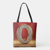 Persoonlijke Gouden Glitter Letter O Monogram Init Tote Bag (Achterkant)
