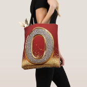 Persoonlijke Gouden Glitter Letter O Monogram Init Tote Bag (Dichtbij)
