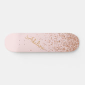 Persoonlijke gouden glitter monogramnaam persoonlijk skateboard (Horizontaal)