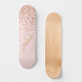 Persoonlijke gouden glitter monogramnaam persoonlijk skateboard (Voorkant)