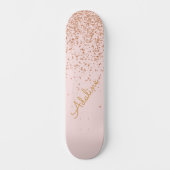 Persoonlijke gouden glitter monogramnaam persoonlijk skateboard (Voorkant)