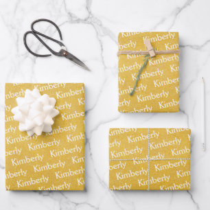 Persoonlijke Gouden Glitter Naam Inpakpapier Vel
