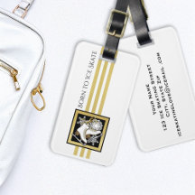 Persoonlijke Gouden Glitter Zwart Witte IJsschaats