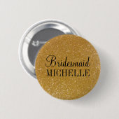 Persoonlijke gouden glitters bruidsmeisje knopen ronde button 5,7 cm (Voorkant /achterkant)
