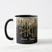 Persoonlijke gouden glitterschaar kapsalon mok (Links)