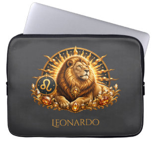 Persoonlijke Gouden Grijze Sterrenbeeld Leeuw  Laptop Sleeve