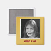 Persoonlijke gouden groet aangepaste foto en tekst magneet (Voorkant / Achterkant)