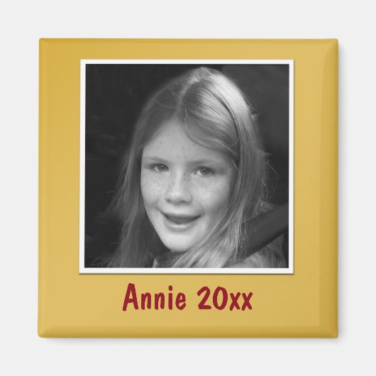 Persoonlijke gouden groet aangepaste foto en tekst magneet (Voorkant)